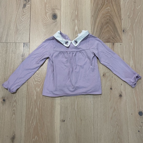 Janie & Jack long-sleeve lilac/purple top with Peter Pan Collar & Floral details - Picture 1 of 4
